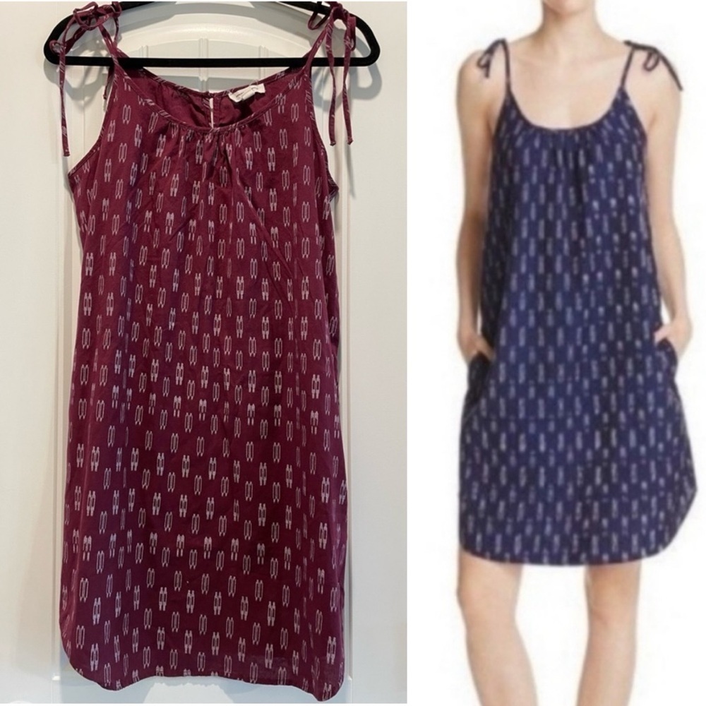BeachLunchLounge Women Midi Dress Medium Burgundy & Silver 100% Cotton Bohemian